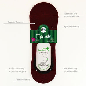 Image of seamless bamboo no-show sock showing sock features
