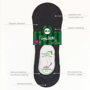Image of seamless bamboo no-show sock showing sock features