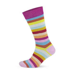 Image of bright colourful striped crew sock