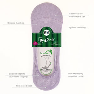Image of seamless bamboo no-show sock showing sock features