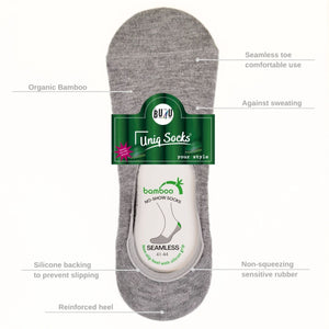 Image of seamless bamboo no-show sock showing sock features