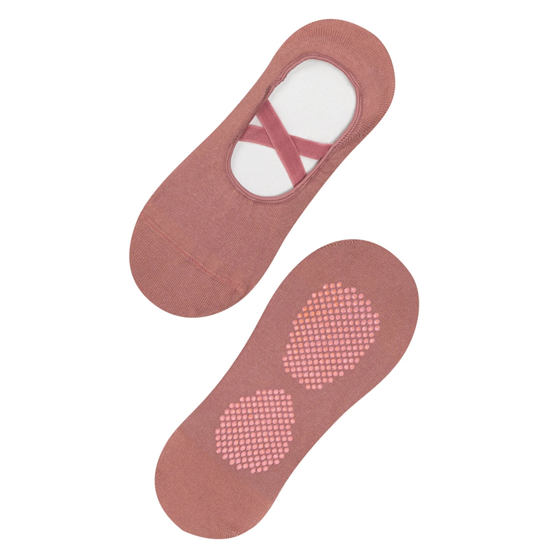 Rose coloured anti-slip yoga and pilates socks
