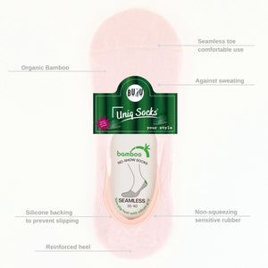 Image of seamless bamboo no-show sock showing sock features