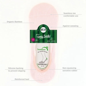 Image of seamless bamboo no-show sock showing sock features