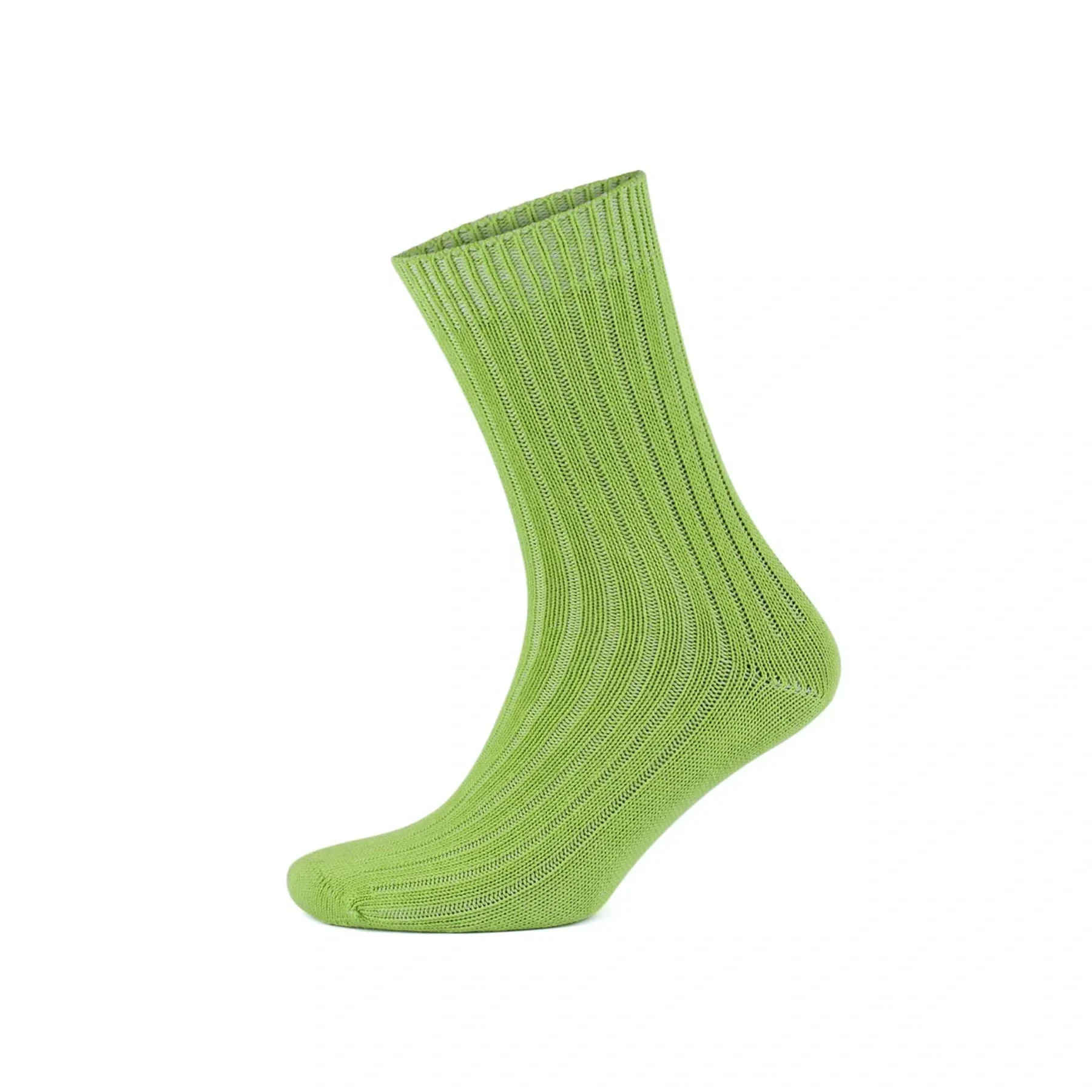 Lime coloured, ribbed eco-cotton crew sock