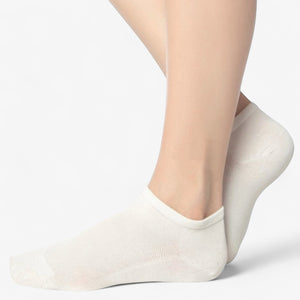 person wearing ivory, bamboo sneaker socks