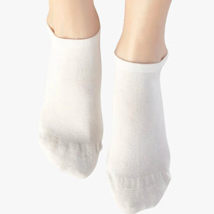 person wearing ivory, bamboo sneaker socks