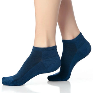 person wearing blue, bamboo sneaker socks
