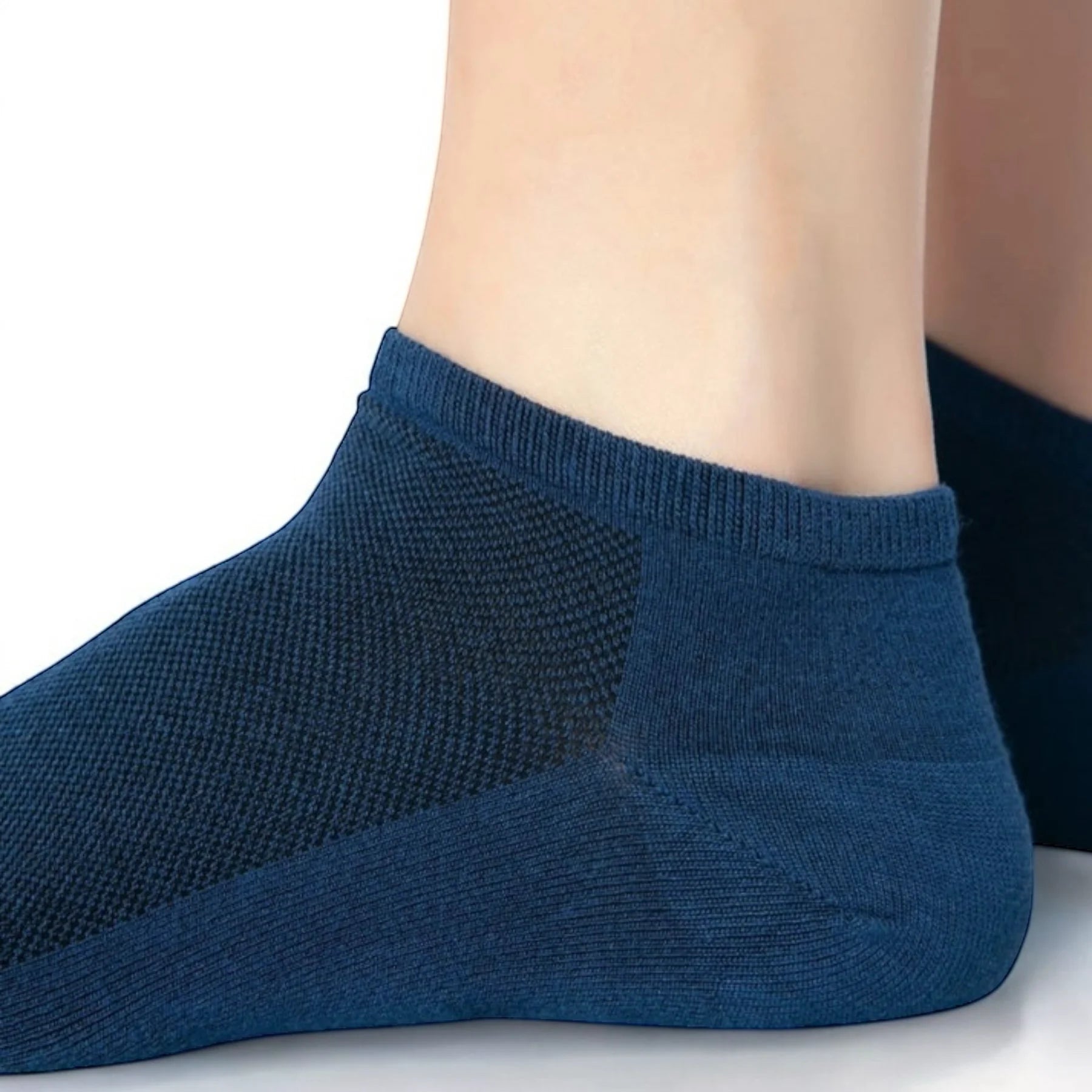person wearing blue, bamboo sneaker socks