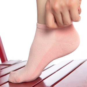 person wearing pink, bamboo sneaker socks