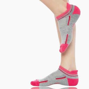 Person wearing CoolMax® grey and pink sneaker socks