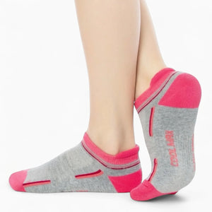 Person wearing CoolMax® grey and pink sneaker socks