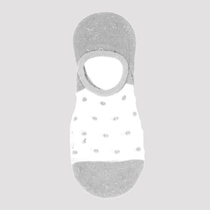 image of sheer grey no-show socks with grey dots