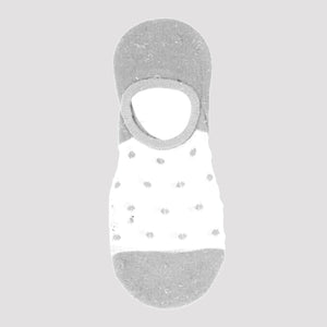 image of sheer grey no-show socks with grey dots