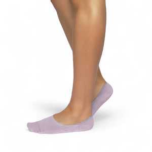 Person wearing lavender bamboo no-show socks