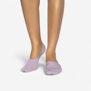 Person wearing lavender bamboo no-show socks