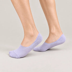 Person wearing lavender bamboo no-show socks