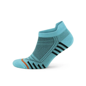 Aqua bamboo sneaker sock with black stripes