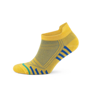 Mandarin bamboo sneaker sock with blue stripes