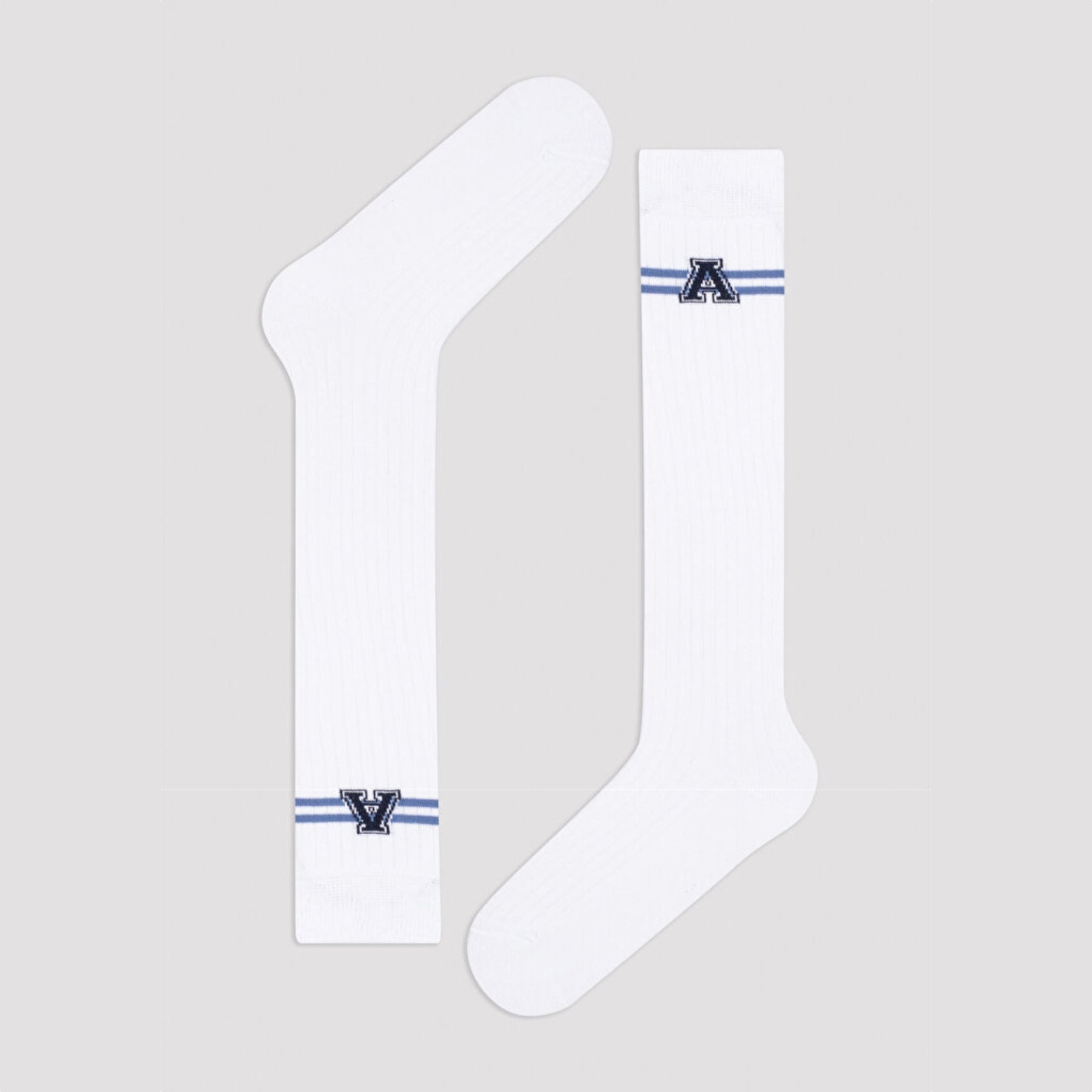 White knee-high college style A-league socks