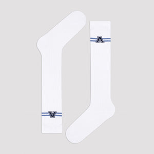 White knee-high college style A-league socks