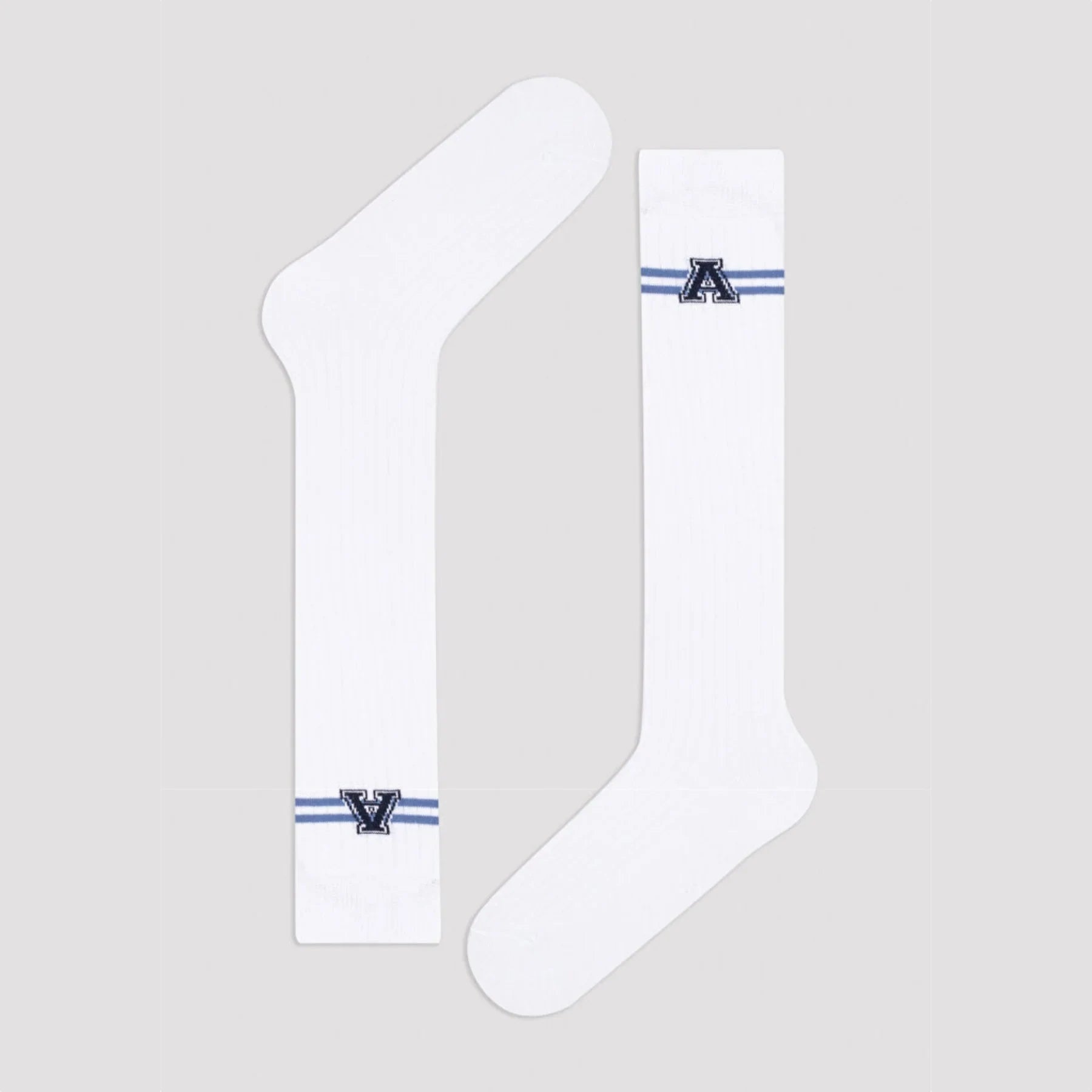 White knee-high college style A-league socks