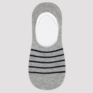 Grey no-show socks with black stripes