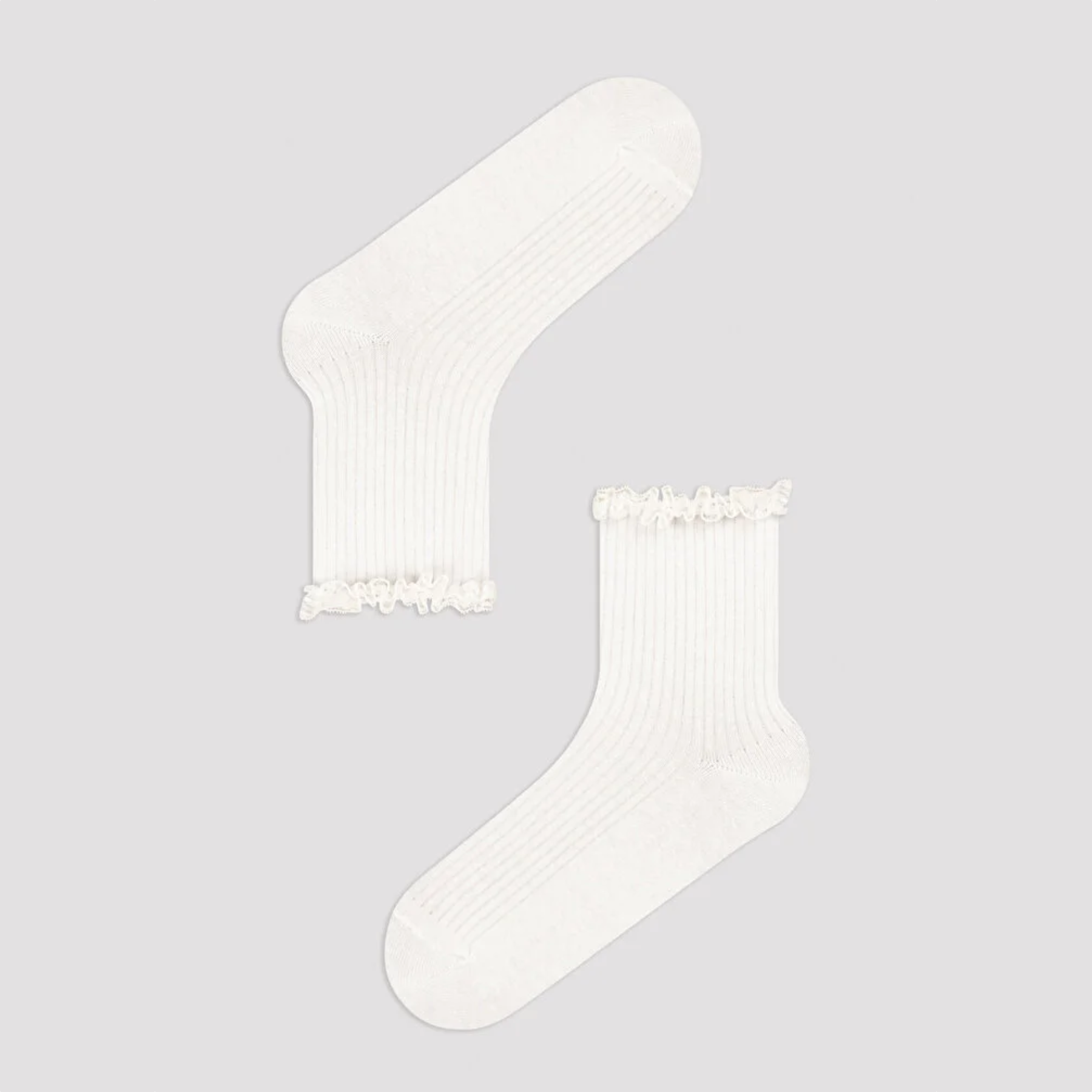 Quarter length white, lace frilled socks