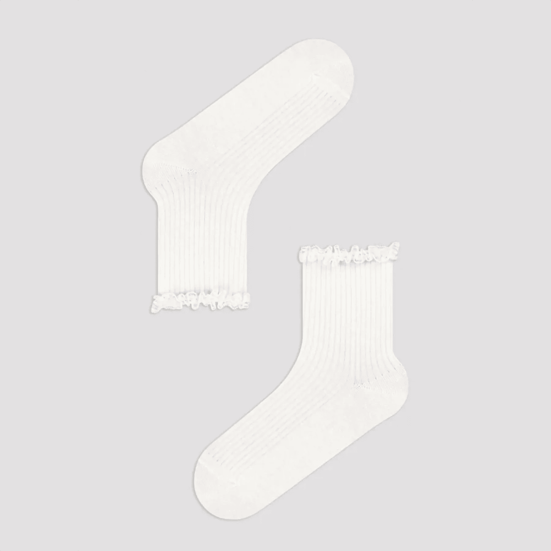 Quarter length white, lace frilled socks