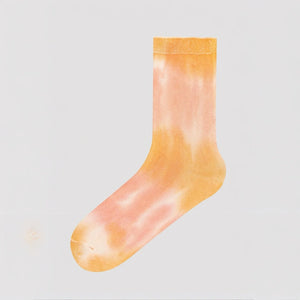 Image of washed orange and pink crew sock