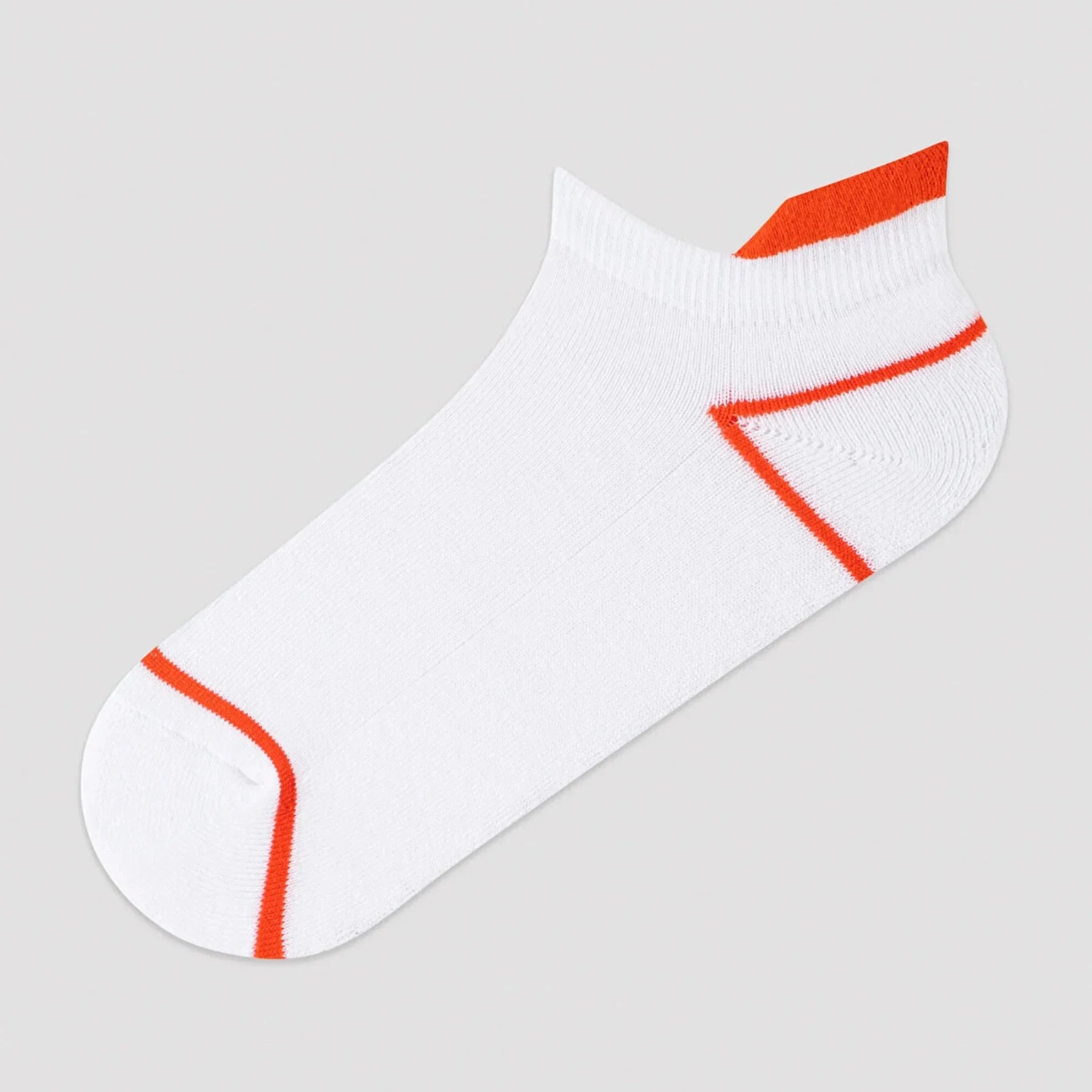 White ankle sock with orange accents and seamless toe, premium cotton, Uniq Socks Australia