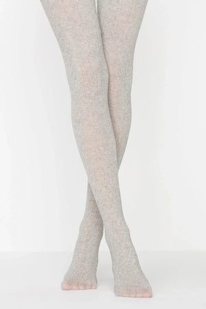 image of woman wearing grey thick tricot pantyhose