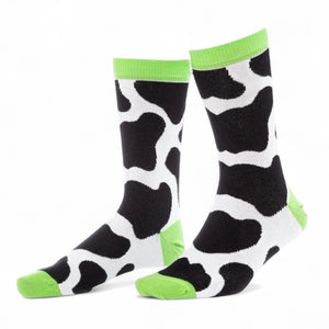 green cow themed socks