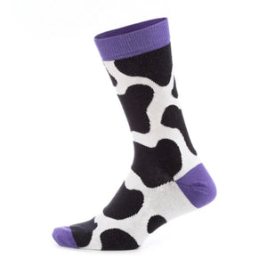 purple cow themed socks