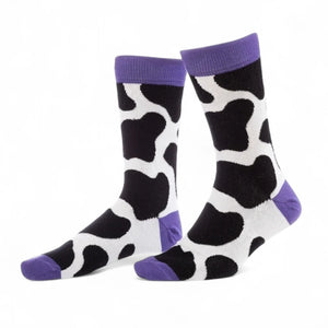 purple cow themed socks