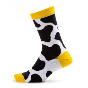 yellow cow themed socks
