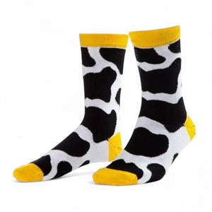 yellow cow themed socks