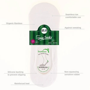Image of seamless bamboo no-show sock showing sock features