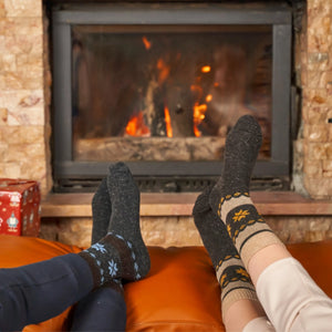 Nordic patterned alpaca and merino wool socks