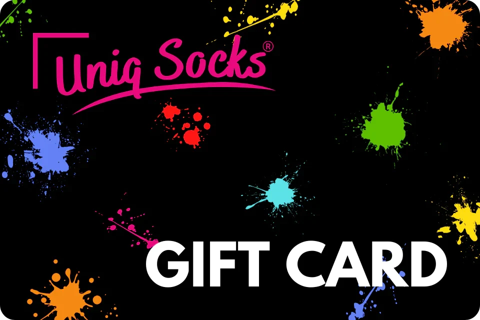 image of dark blue gift card with bright paint spots