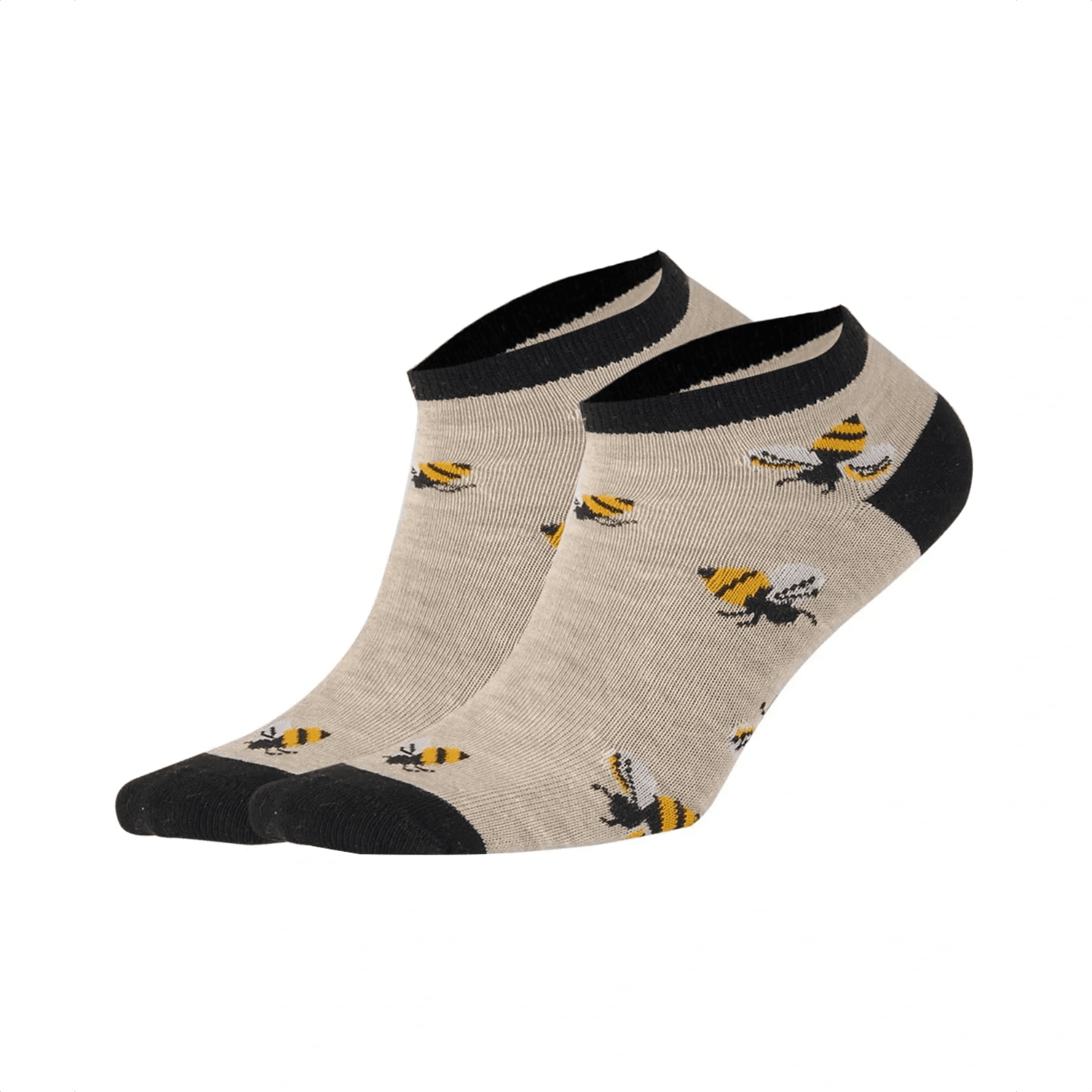 photo of beige honeybee-themed ankle socks