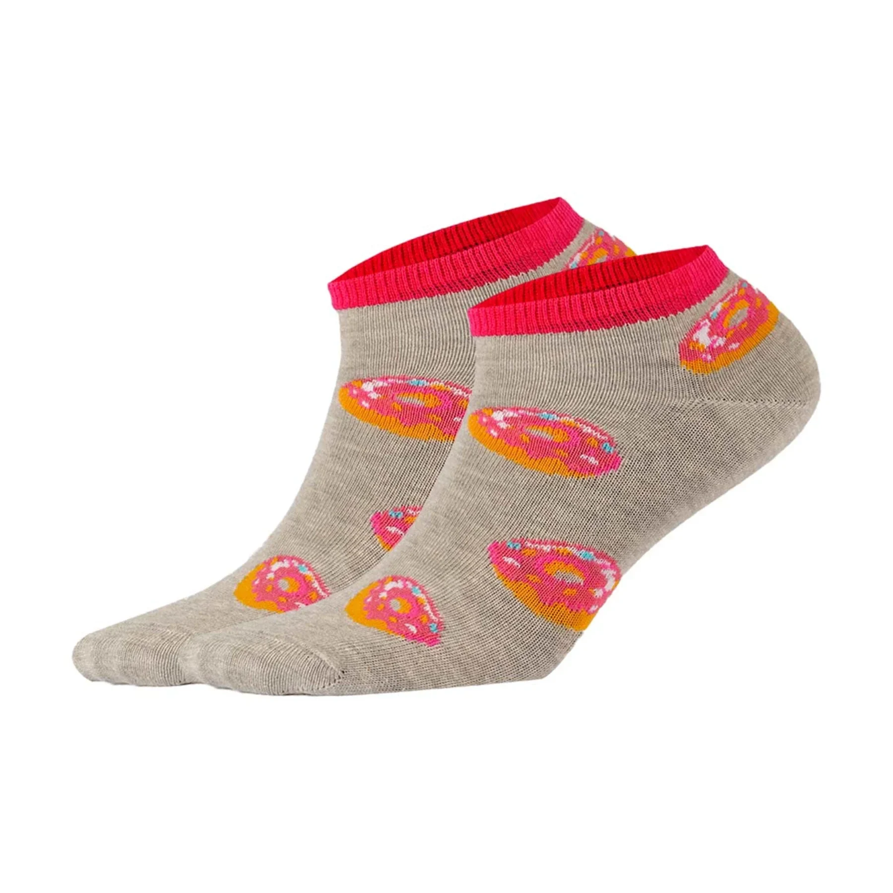 Greyankle socks with pink doughnuts