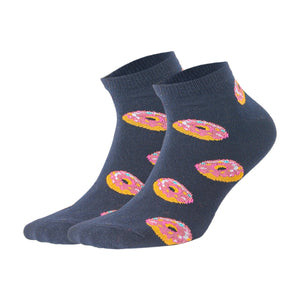 Navy ankle socks with pink doughnuts