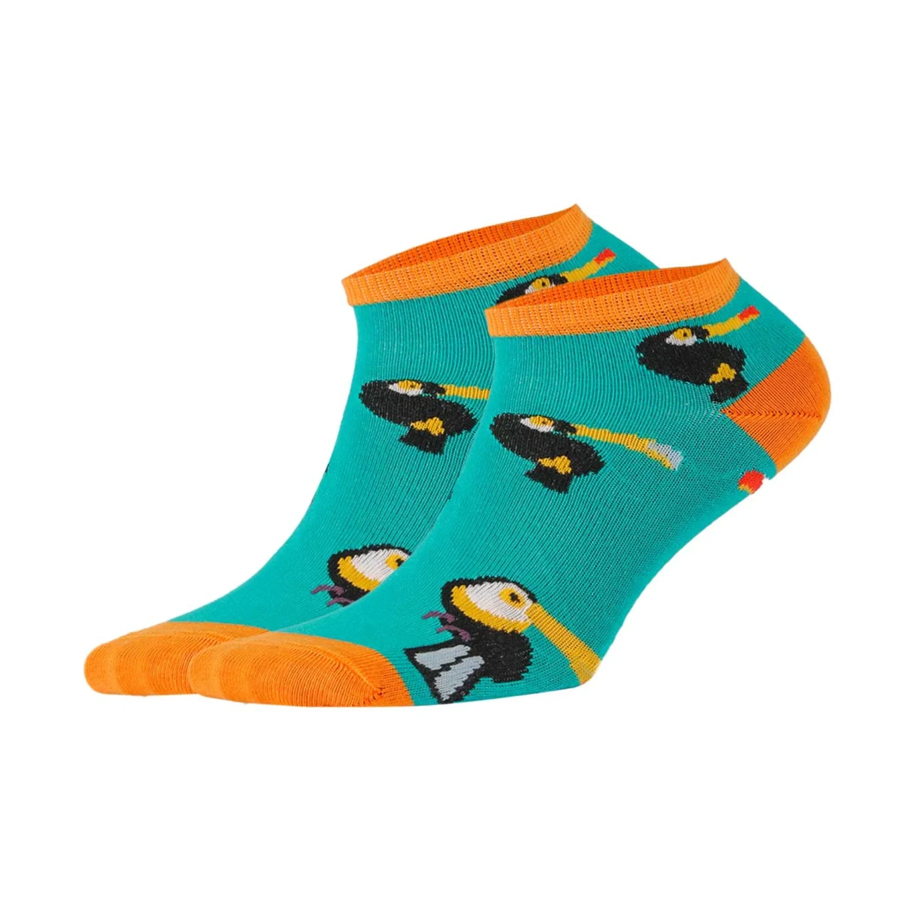 photo of turquoise toucan-themed ankle socks