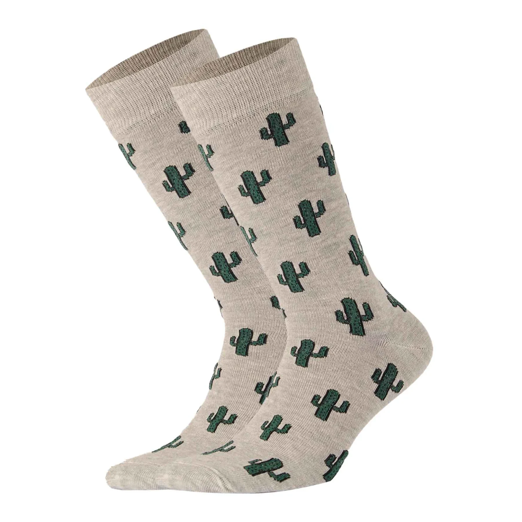 Grey coloured crew socks with cactus images