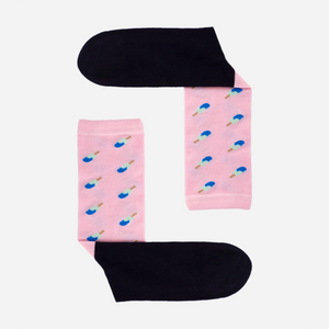 photo of dark blue and pink icecream-themed crew socks