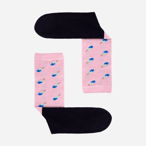 photo of dark blue and pink icecream-themed crew socks