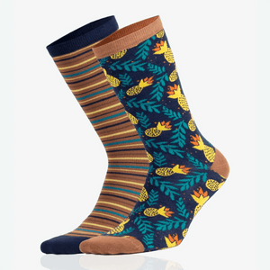 Mismatched crew socks pineapple themed