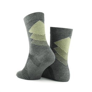Grey bamboo crew socks for men with soft comfort knit, modern geometric pattern and OEKO-TEX® certified bamboo by Uniq Socks