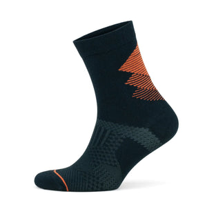 Navy and orange coloured crew sock